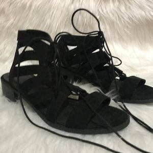 Wild Diva Black Tie Up Gladiator Sandals